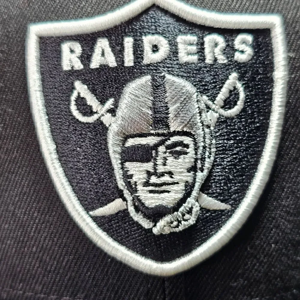 Las Vegas Raiders New Era Identity Hat 59FIFTY Black Silver Patches 7 1/8 Logos